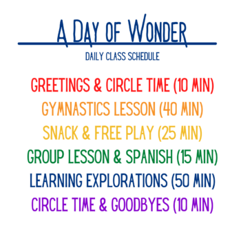Schedule for Wonder Preschool