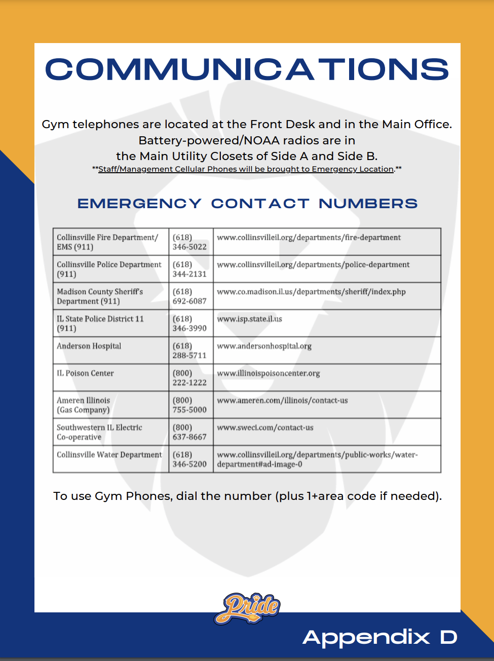 Communications Emergency Contacts